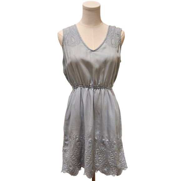 Anthropologie Holding Horses Sleeveless Chambray Embroidered Dress Small - Picture 1 of 12